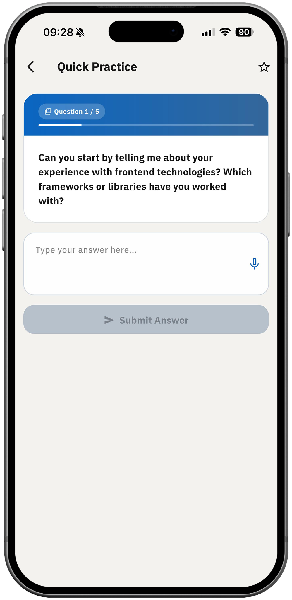 Career Coach AI Quick Practice interview question on iPhone