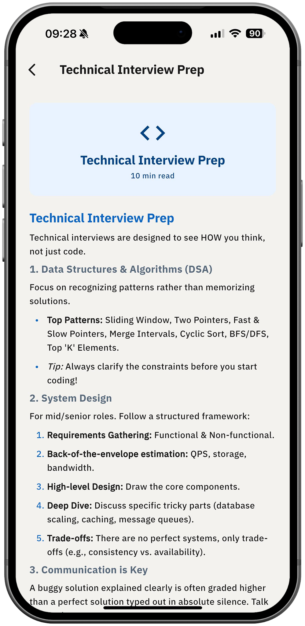 Career Coach AI technical interview prep guide for DSA and system design